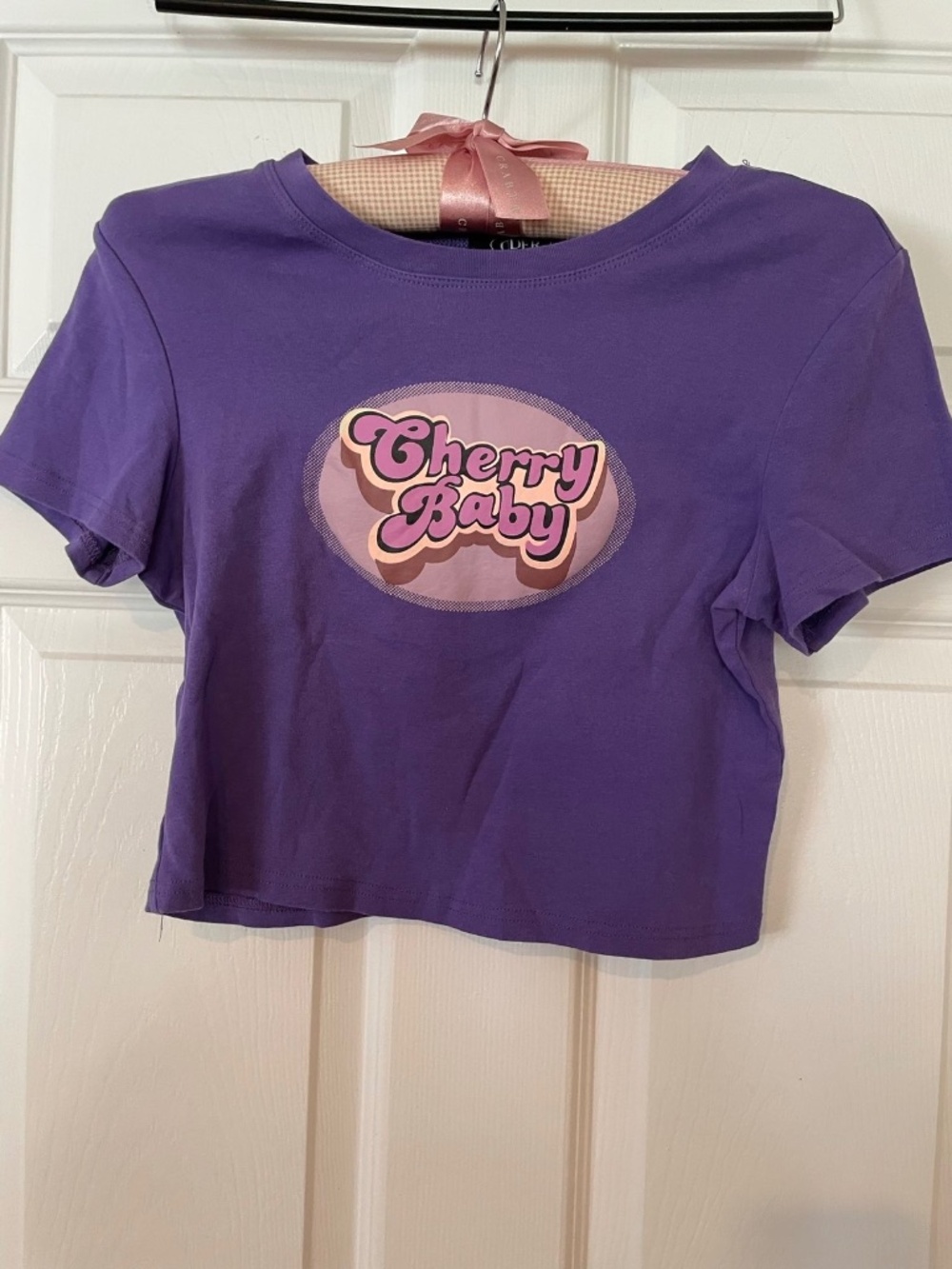 Womens Purple Crop Top T Shirt Size Medium